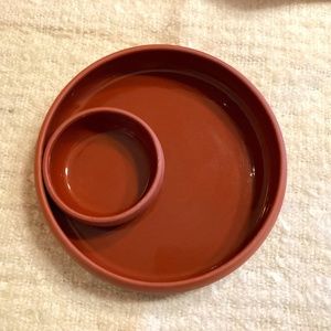 Bortner & Bortner Vintage Terra Cotta Chip and Dip Server